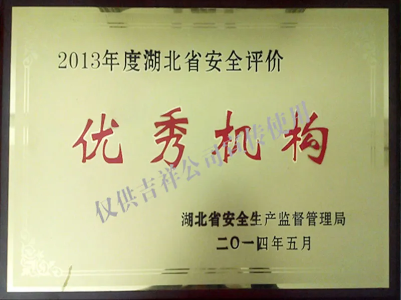 2013年湖北省优秀安全评价机构